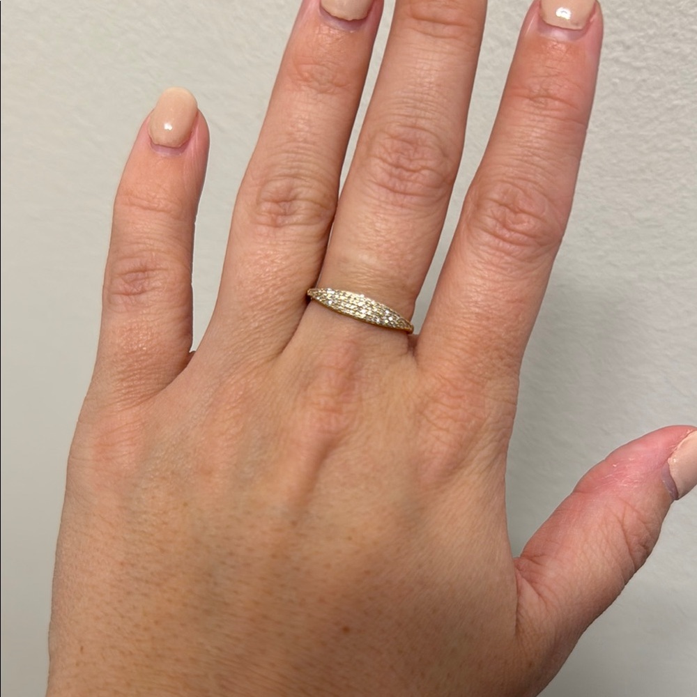 Pavé Diamond Slim Signet Ring (Size 6)